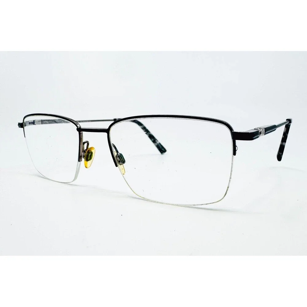 Turboflex Eyeglasses Mens Black Semi Rimless TF560 53-18-140
